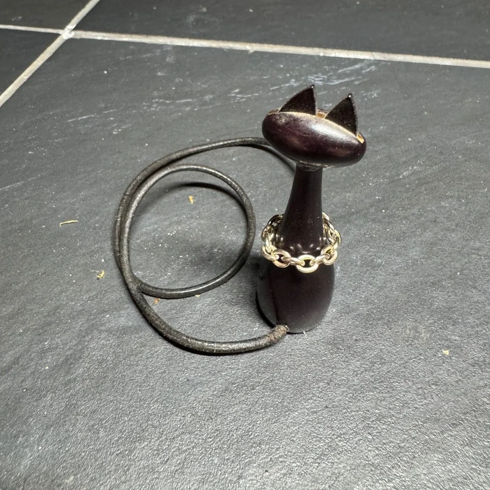Vintage W‎ Hecht West Germany Wooden Cat Mini Trinket Mid Century Modern MCM